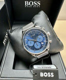 Hugo Boss Gregor Chronograph Blue Dial Silver Mesh Bracelet Watch For Men - 1514052 Authentic Buy Shop Now