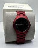 Michael Kors Slim Runway Quartz Black Dial Red Steel Strap Watch for Men - MK8712 Authentic Buy Shop Now