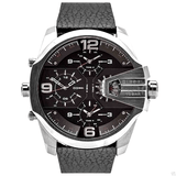 Diesel Uber Chief Oversized 4 Time Black Dial Leather Strap Watch For Men - DZ7376 Authentic Buy Shop Now