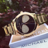 Michael Kors Hartman Analog Quartz Black Dial Gold Steel Strap Watch For Women - MK3647 Authentic Buy Shop Now
