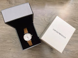 Emporio Armani Gianni T-Bar White Dial Brown Leather Strap Watch for Women - AR1988 Authentic Buy Shop Now