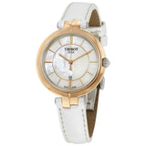 Tissot T Lady Flamingo Mother of Pearl White Dial White Leather Strap Watch For Women - T094.210.26.111.01 Authentic Buy Shop Now