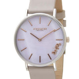 Coach Perry Mother of Pearl Dial Light Grey Leather Strap Watch for Women - 14503245 Authentic Buy Shop Now