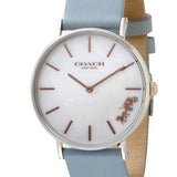 Coach Perry Mother of Pearl White Dial Blue Leather Strap Watch for Women - 14503271 Authentic Buy Shop Now