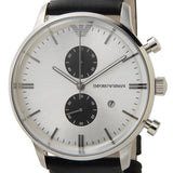 Emporio Armani Gianni White Dial Black Leather Strap Watch For Men - AR0385 Authentic Buy Shop Now