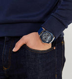 Guess Legacy Grey Dial Blue Silicone Strap Watch For Men - W1049G1 Authentic Buy Shop Now