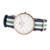 Daniel Wellington Classic Nottingham White Dial Two Tone NATO Strap Watch For Men - 0108DW Authentic Buy Shop Now