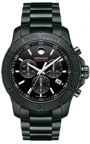 Movado Series 800 Chronograph Black Dial Black Steel Strap Watch For Men - 2600119 Authentic Buy Shop Now
