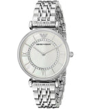 Emporio Armani Gianni T-Bar Mother of Pearl Dial Silver Stainless Steel Watch For Women - AR1908 Authentic Buy Shop Now