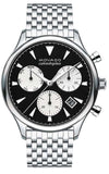 Movado Heritage Calendoplan Chronograph Black Dial Silver Steel Strap Watch for Men - 3650014 Authentic Buy Shop Now