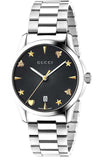 Gucci G Timeless Black Dial Silver Steel Strap Watch For Women - YA1264029 Authentic Buy Shop Now