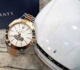 Maserati Traguardo Automatic White Dial Two Tone Steel Strap Watch For Men - R8823112001 Authentic Buy Shop Now