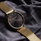 Coach Charles Black Dial Gold Mesh Bracelet Watch for Men - 14602440 Authentic Buy Shop Now