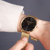Coach Charles Black Dial Gold Mesh Bracelet Watch for Men - 14602440 Authentic Buy Shop Now