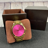 Michael Kors Slim Runway Pink Dial Rose Gold Steel Strap Watch for Women - MK3264 Authentic Buy Shop Now