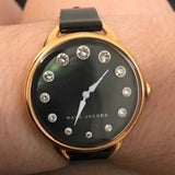 Marc Jacobs Betty Mother of Pearl Black Dial Black Leather Strap Watch for Women - MJ1513 Authentic Buy Shop Now