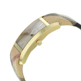 Burberry Pioneer Champagne Dial Haymarket Beige Leather Strap Watch for Women - BU9407 Authentic Buy Shop Now