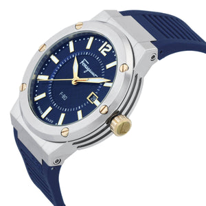 Salvatore Ferragamo F-80 Blue Dial Blue Rubber Strap Watch For Men - SFHY01122 Authentic Buy Shop Now