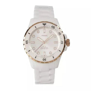 Fossil FB-01 Analog White Dial White Ceramic Strap Watch for Women - CE1107 Authentic Buy Shop Now
