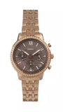Fossil Neutra Chronograph Mother of Pearl Brown Dial Rose Gold Steel Strap Watch for Women - ES5218 Authentic Buy Shop Now