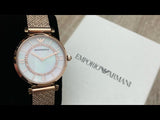 Emporio Armani Gianni T Bar Mother of Pearl Dial Rose Gold Mesh Bracelet Watch For Women - AR11320 Authentic Buy Shop Now