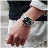 Seiko 5 Sports Automatic Day Date Black Dial Silver Steel Strap Watch for Men - SRPD55K1 Authentic Buy Shop Now