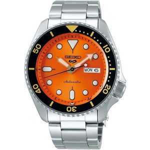 Seiko 5 Sports GMT Automatic Orange Dial Silver Steel Strap Watch For Men - SSK005K1 Authentic Buy Shop Now