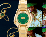 Seiko 5 Sports HUF Limited Edition Green Dial Gold Steel Strap Watch For Men - SRPJ20 Authentic Buy Shop Now