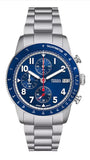 Fossil Sport Tourer Chronograph Blue Dial Silver Steel Strap Watch for Men - FS6047 Authentic Buy Shop Now