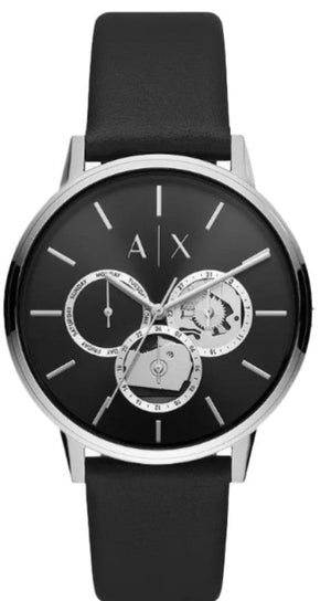 Armani Exchange Cayde Chronograph Black Dial Black Leather Strap Watch for Men - AX2745 Authentic Buy Shop Now