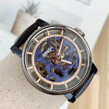 Fossil Boyfriend Skeleton Blue Dial Blue Leather Strap Watch for Women - ME3136 Authentic Buy Shop Now