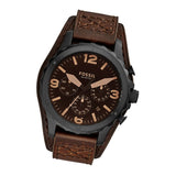 Fossil Nate Chronograph Brown Dial Brown Leather Strap Watch for Men - JR1511 Authentic Buy Shop Now