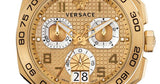 Versace Dylos Chronograph Gold Dial Gold Steel Strap Watch for Men - VQC040015 Authentic Buy Shop Now