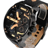Diesel Mr Daddy 2.0 Chronograph Black Dial Black Leather Strap Watch For Men - DZ7350 Authentic Buy Shop Now