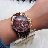 Michael Kors Bradshaw Burgundy Dial Two Tone Steel Strap Watch for Women - MK6270 Authentic Buy Shop Now