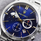 Maserati Ricordo Chronograph Blue Dial Silver Steel Strap Watch For Men - R8873633001 Authentic Buy Shop Now