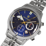 Maserati Ricordo Chronograph Blue Dial Silver Steel Strap Watch For Men - R8873633001 Authentic Buy Shop Now