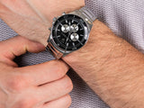 Maserati SFIDA Chronograph Black Dial Silver Steel Strap Watch For Men - R8873640004 Authentic Buy Shop Now