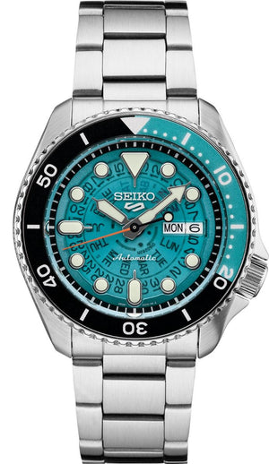 Seiko 5 Sports SKX Skeleton Green Dial Silver Steel Strap Watch For Men - SRPJ45K1 Authentic Buy Shop Now