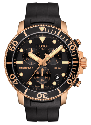 Tissot Seastar 1000 Chronograph Black Dial Black Rubber Strap Watch For Men - T120.417.37.051.00 Authentic Buy Shop Now