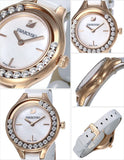 Swarovski Lovely Crystals Mother of Pearl Dial White Leather Strap Watch for Women - 5242904 Authentic Buy Shop Now