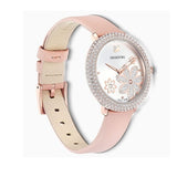 Swarovski Crystal Frost White Dial Pink Leather Strap Watch for Women - 5519223 Authentic Buy Shop Now