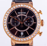 Swarovski Citra Sphere Chronograph Black Dial Black Leather Strap Watch for Women - 5055209 Authentic Buy Shop Now