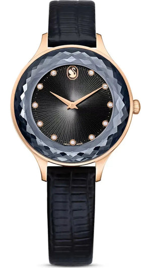 Swarovski Octea Nova Black Dial Black Leather Strap Watch for Women - 5650033 Authentic Buy Shop Now