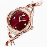 Swarovski Crystal Flower Red Dial Rose Gold Steel Strap Watch for Women - 5552783 Authentic Buy Shop Now
