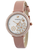 Swarovski Crystal Frost White Dial Pink Leather Strap Watch for Women - 5519223 Authentic Buy Shop Now
