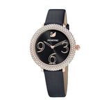 Swarovski Crystal Frost Black Dial Black Leather Strap Watch for Women - 5484058 Authentic Buy Shop Now
