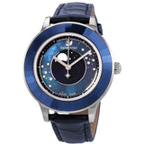 Swarovski Octea Lux Moon Crystal Blue Dial Blue Leather Strap Watch for Women - 5516305 Authentic Buy Shop Now