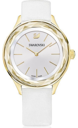 Swarovski Octea Nova Quartz White Dial White Leather Strap Watch for Women - 5295337 Authentic Buy Shop Now