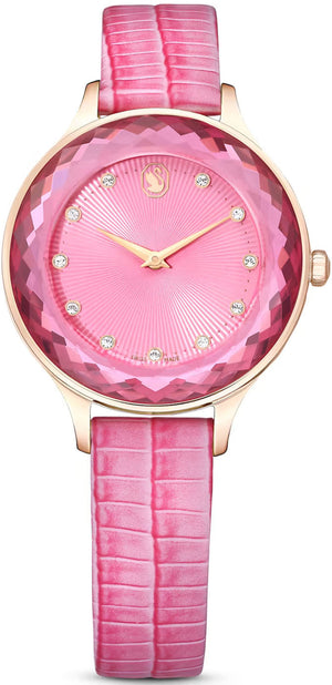 Swarovski Octea Nova Pink Dial Pink Leather Strap Watch for Women - 5650030 Authentic Buy Shop Now